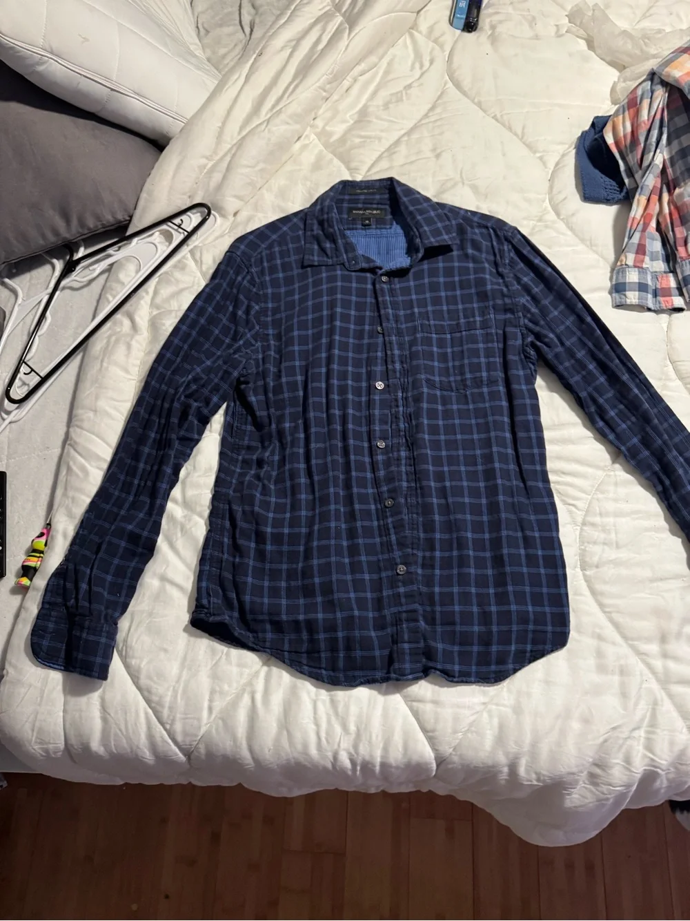 Banana Republic Dark Navy Plaid Button-Down Shirt